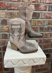 boots Very G Lux Low Sparkle Boot in Taupe Very G Footwear
