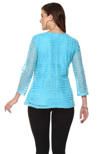 Clothing Parsley and Sage Jagger Embroidery Top in Turquoise Parsley & Sage