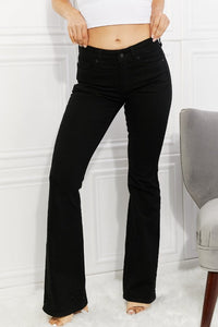 Kancan Full Size Eden Midrise Flare Jeans Black / 1 Trendsi