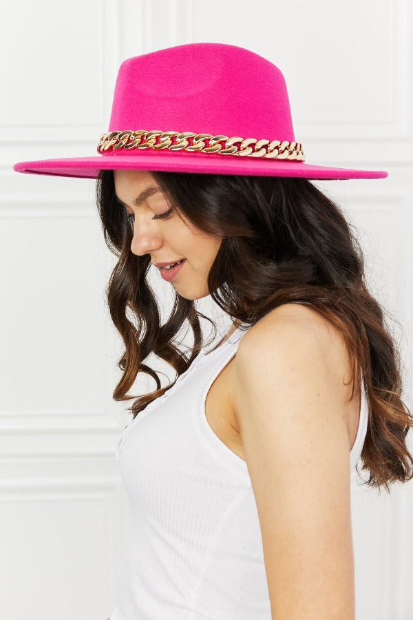 hat Fame Keep Your Promise Fedora Hat in Pink Hot Pink / One Size Trendsi