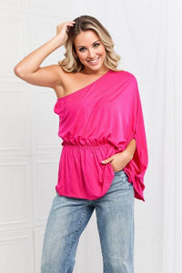 White Birch Forever One Shoulder Top In Hot Pink Hot Pink | All That Glitters